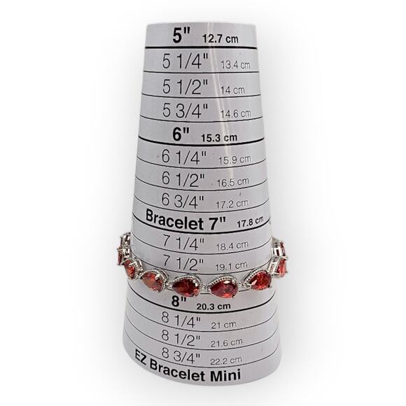 Fiery Orange Gemstone Bracelet Ankelet in Sterling Silver – 925 – Adjustable - Picture 7 of 11